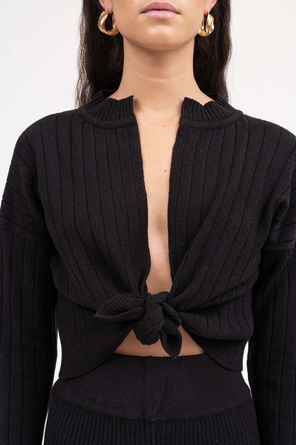 Sensation Long Sleeve Knit Top Black - Sentiment Brand